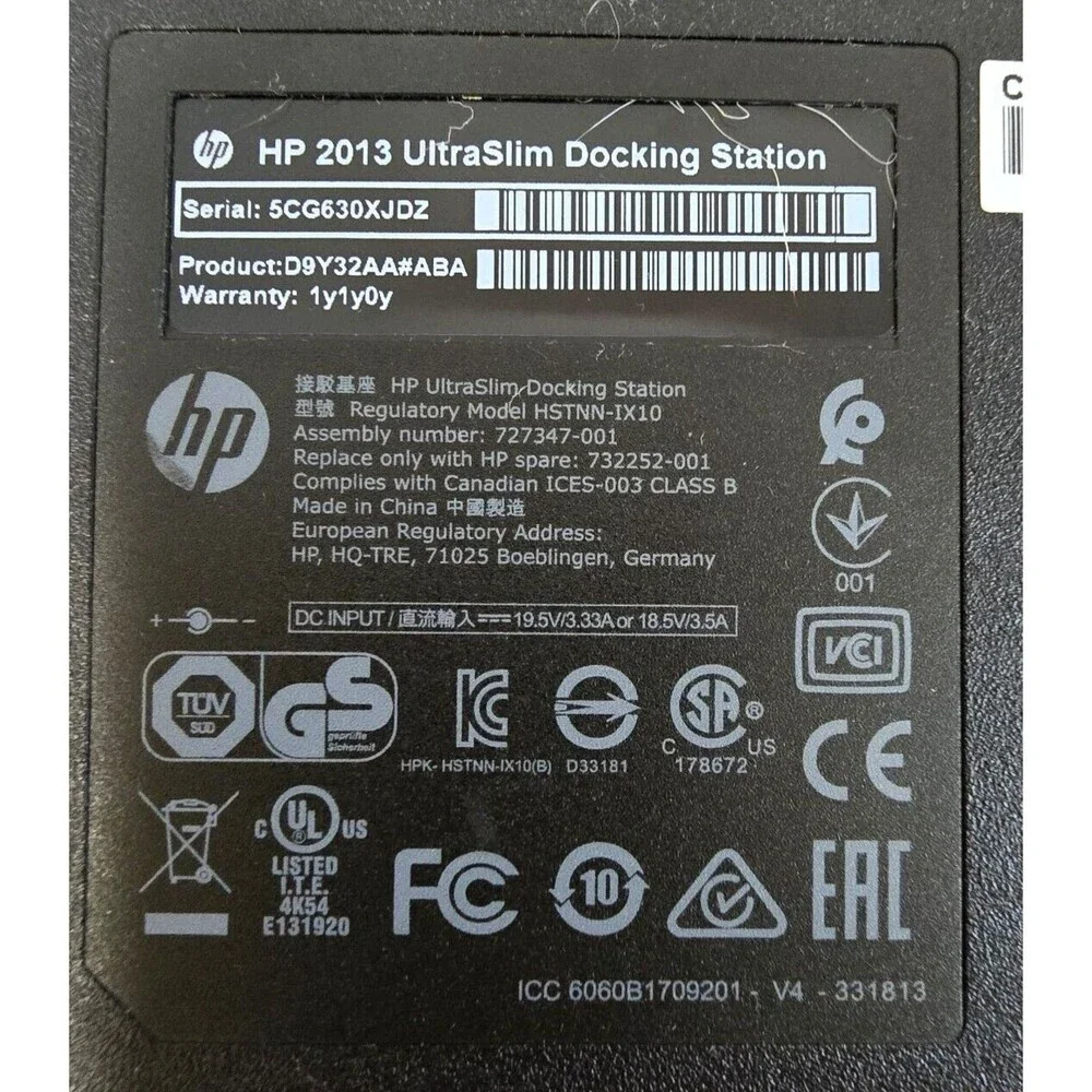 HP UltraSlim Docking Station 2013 & Adapter For HP EliteBook or ProBook Laptop